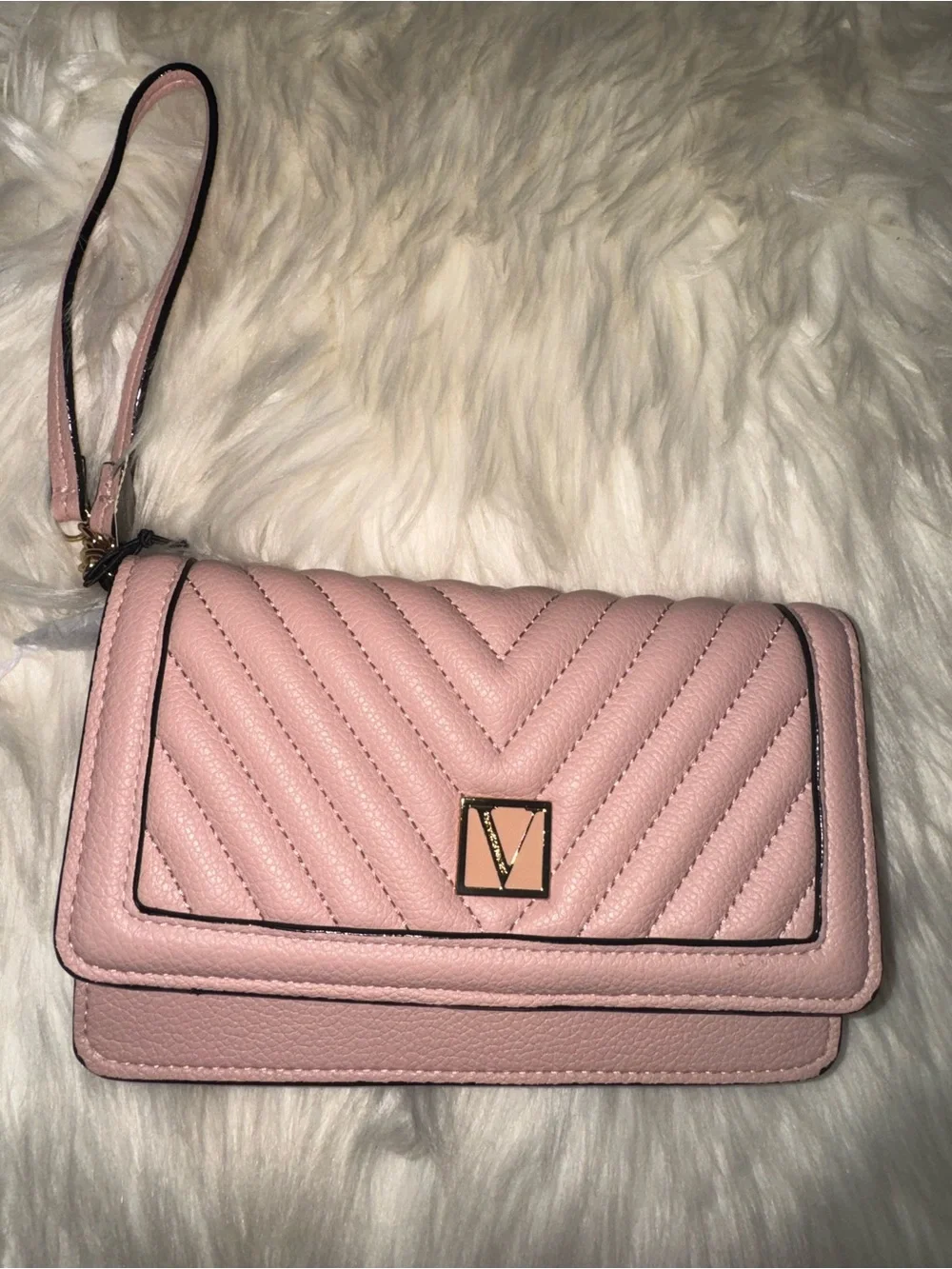 Victoria's Secret Blush Pink Quilted Wristlet Crossbody
